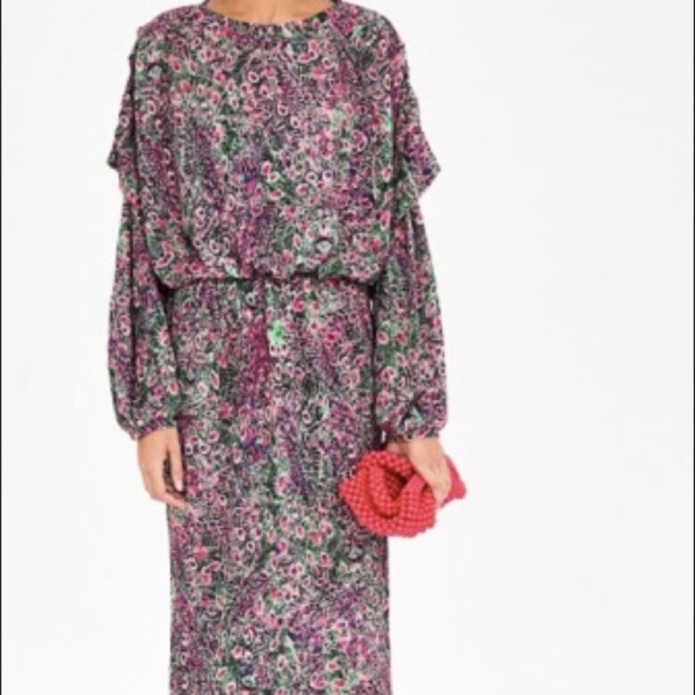Zara TRF peacock bodycon Dress